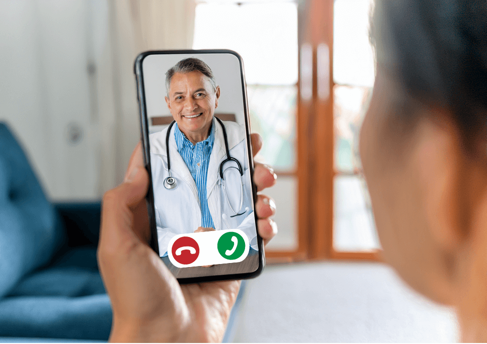 Dokta Private Online GP Patient having a video consultation with a doctor on a mobile phone